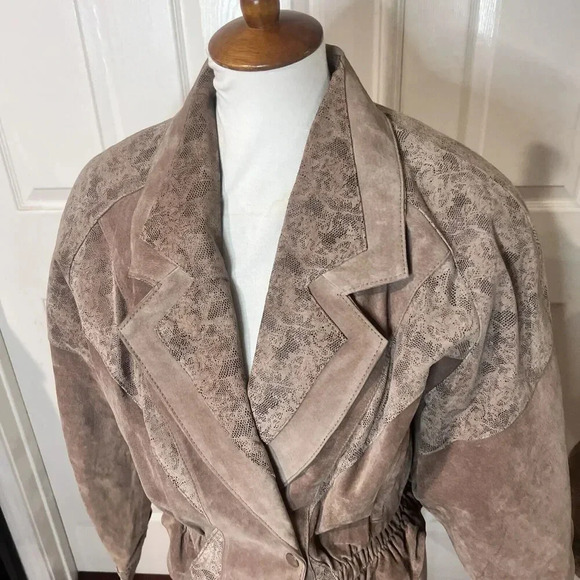 Chia Vintage Womens 80s Leather Suede Jacket Size Large Padded Western Biker - Picture 4 of 9